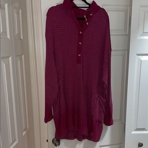 Free People Magenta Knit Cardigan